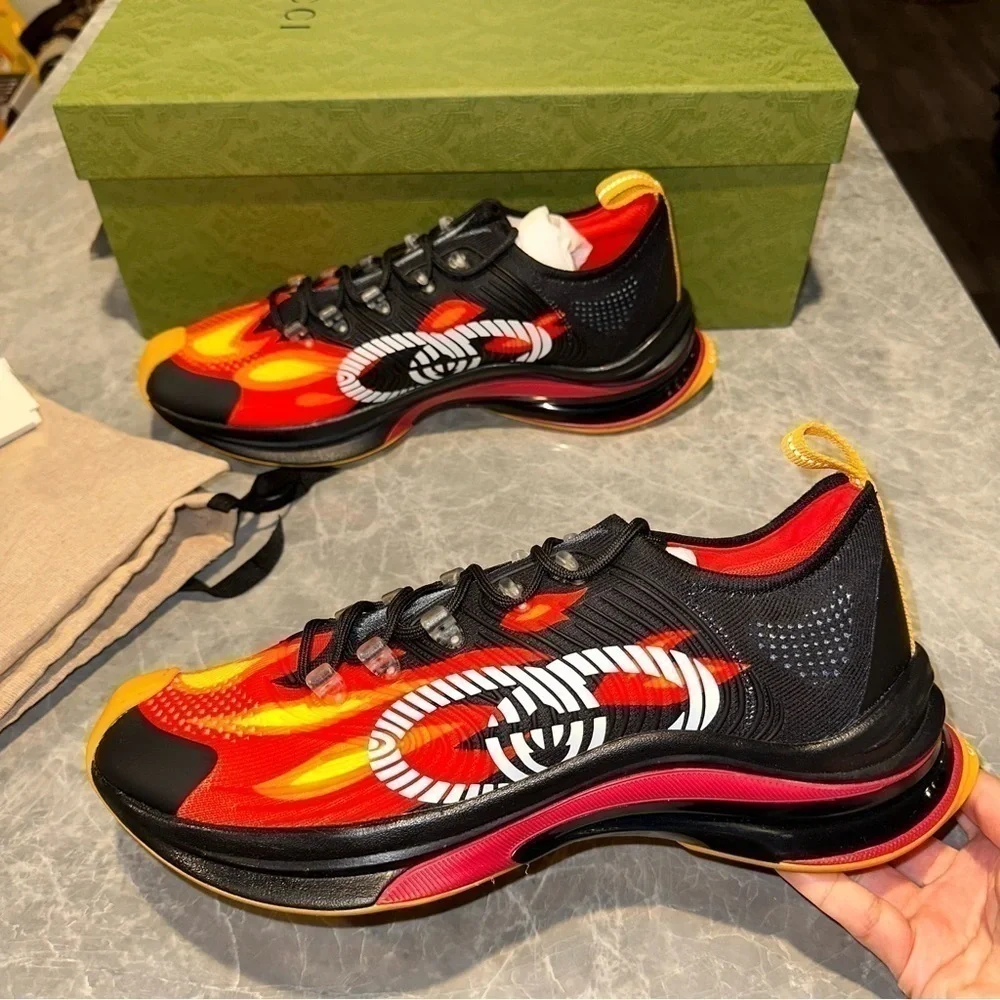 New Size 10 Gucci Run Sneaker Black Flame